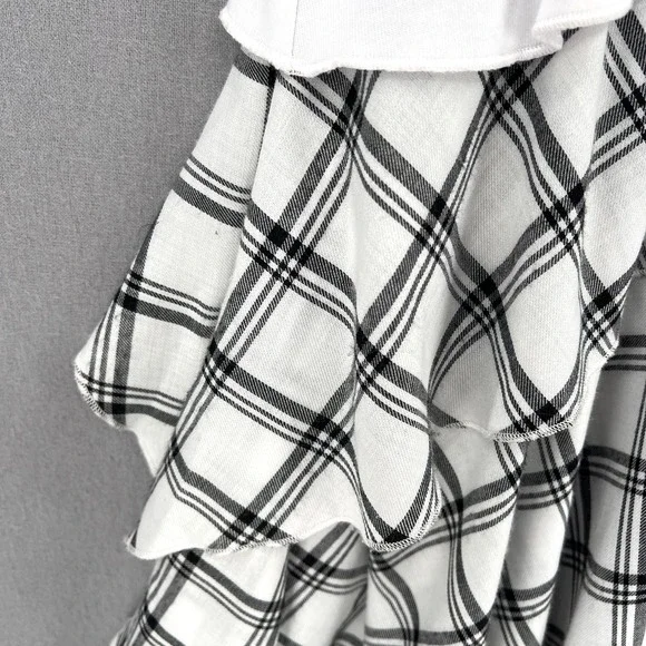 OPENING CEREMONY Dress Womens Small White Black Sleeve Plaid Ruffle Skater NWT - Picture 12 of 16